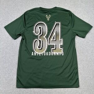 Milwaukee Bucks Shirt Mens Large Green NBA Basketball Antetokounmpo 34 Polyester